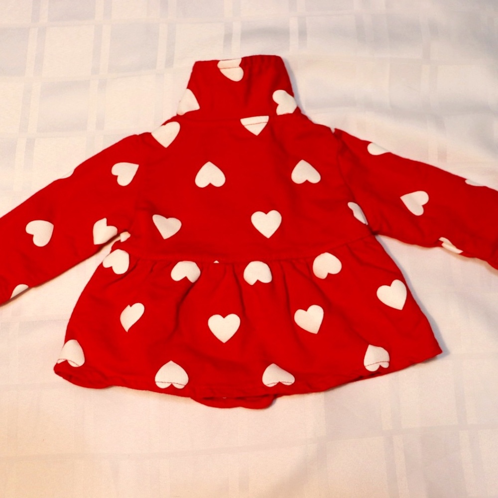 Adorable red and white coat (with hearts) for 3M baby girl.